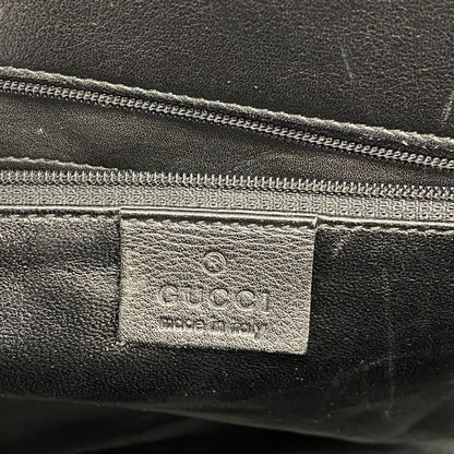 Gucci Tote Bag Bamboo 002 1033 Leather Black Silver Hardware 2way Bag Men Women