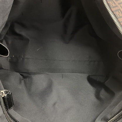 Fendi Tote Bag Zucchino Nylon Canvas Brown Black Silver Hardware Women's