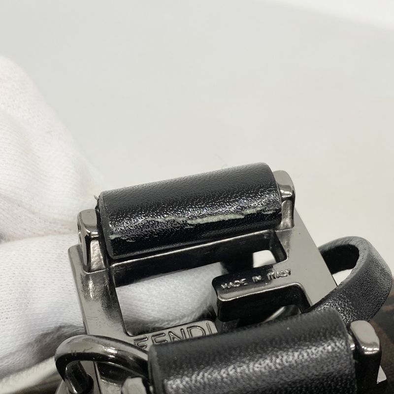 Fendi Tote Bag Zucchino Nylon Canvas Brown Black Silver Hardware Women's