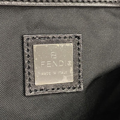 Fendi Tote Bag Zucchino Nylon Canvas Brown Black Silver Hardware Women's