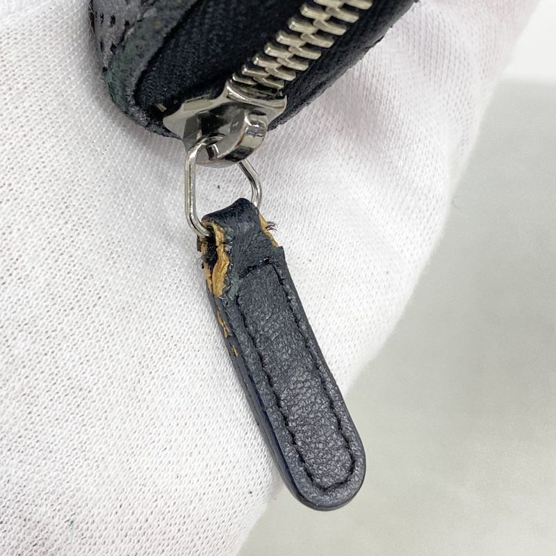 Chanel Long Wallet Matelasse Perforated Lambskin Black Silver Hardware Women