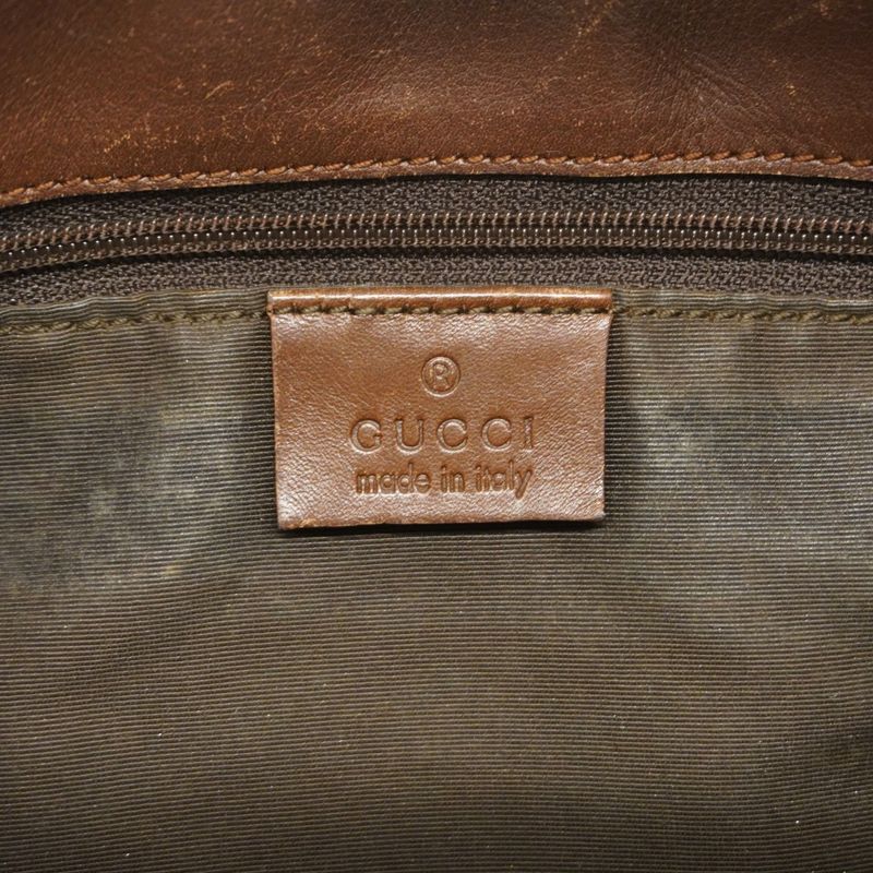 Gucci Handbag Jackie 001 4075 Canvas Brown Silver Hardware Women's