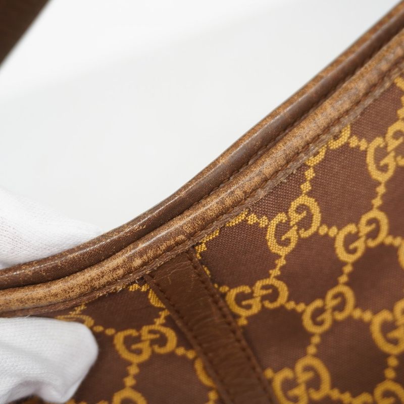 Gucci Handbag Jackie 001 4075 Canvas Brown Silver Hardware Women's