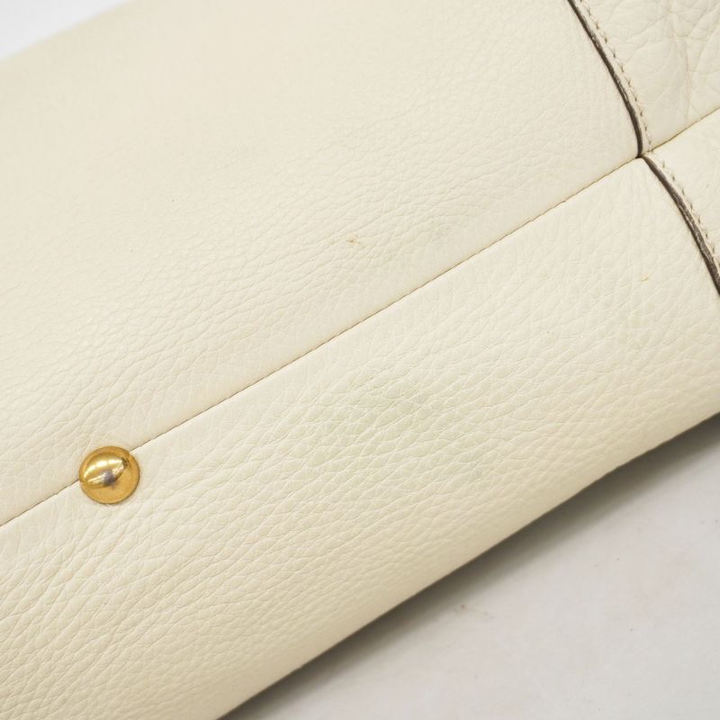 Gucci Tote Bag Interlocking G 309527 Leather Ivory Gold Hardware Women's