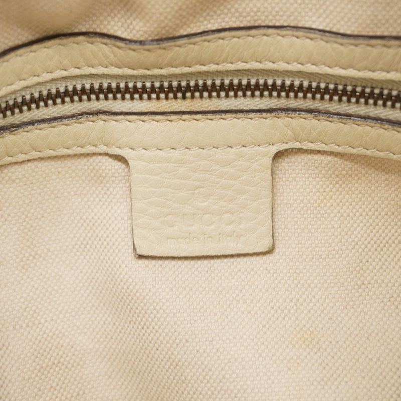 Gucci Tote Bag Interlocking G 309527 Leather Ivory Gold Hardware Women's