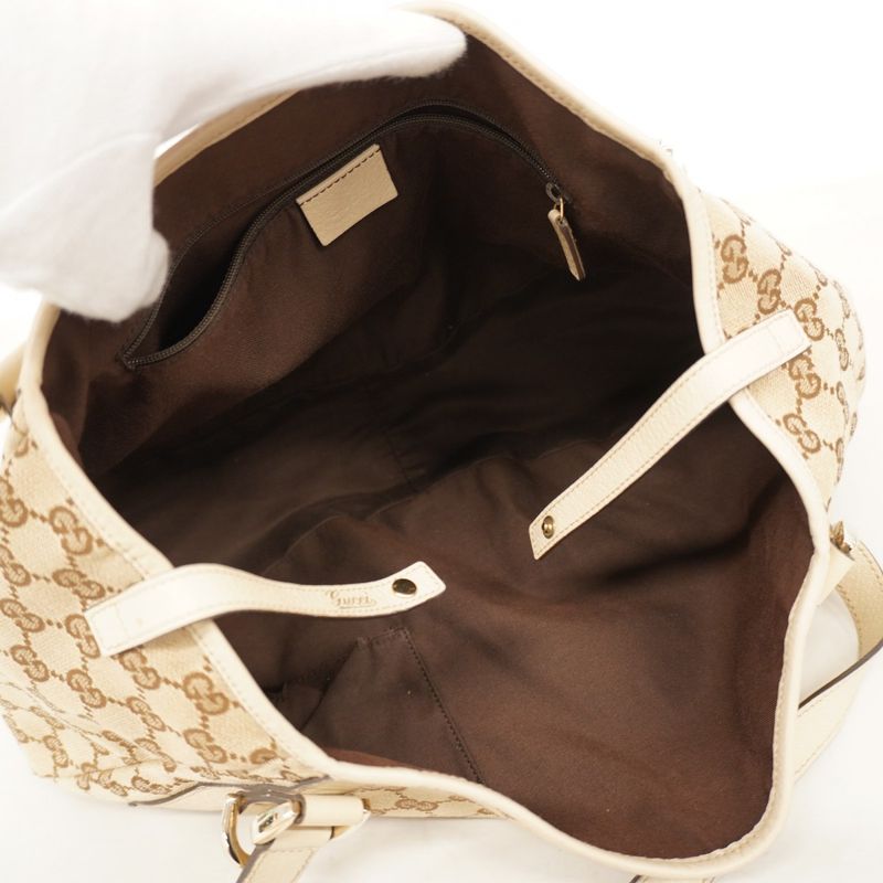 Gucci Tote Bag GG Canvas Abby 130736 Canvas Brown Chien Pan Gold Hardware