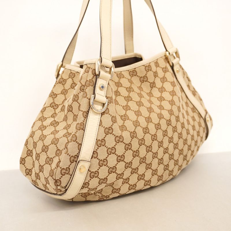 Gucci Tote Bag GG Canvas Abby 130736 Canvas Brown Chien Pan Gold Hardware