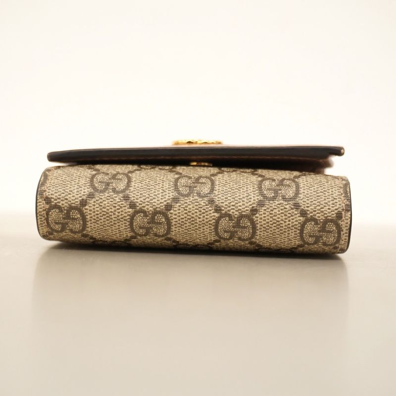 Gucci Wallet GG Marmont/gg Supreme 598587 PVC Leather Brown Chien Pan Gold