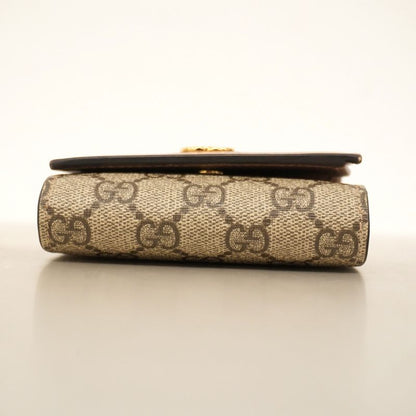 Gucci Wallet GG Marmont/gg Supreme 598587 PVC Leather Brown Chien Pan Gold