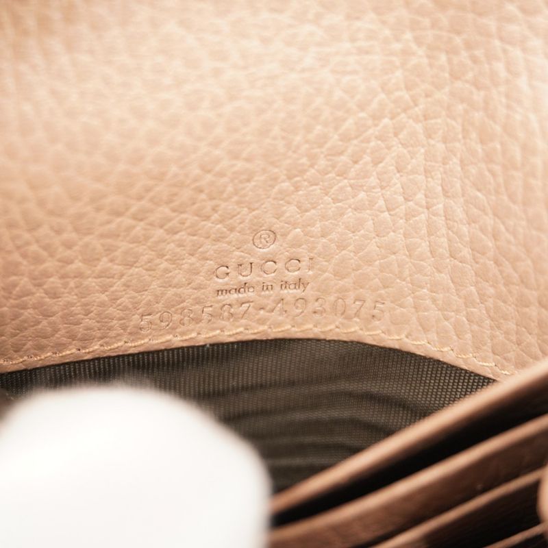 Gucci Wallet GG Marmont/gg Supreme 598587 PVC Leather Brown Chien Pan Gold