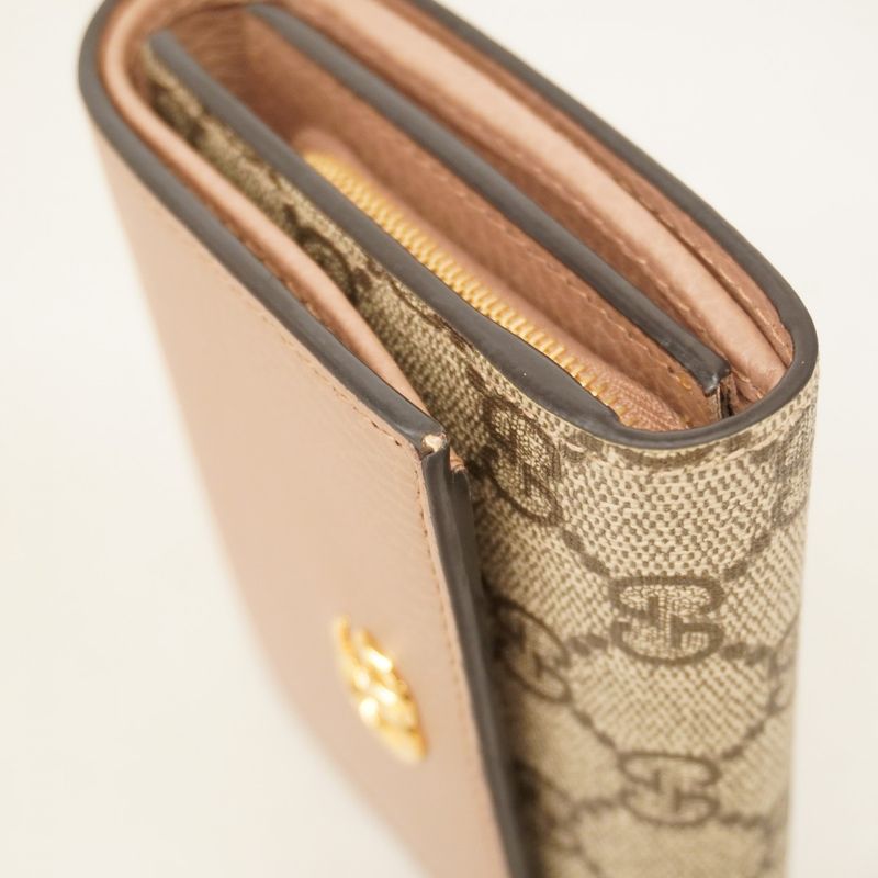 Gucci Wallet GG Marmont/gg Supreme 598587 PVC Leather Brown Chien Pan Gold