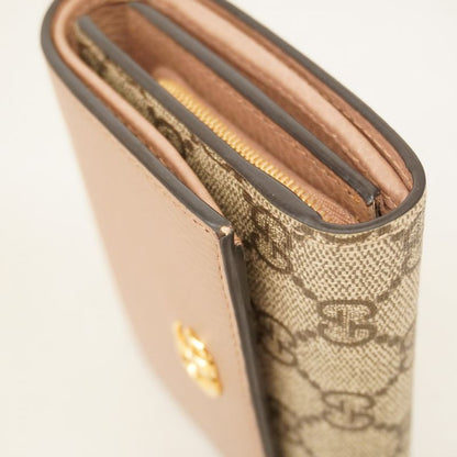 Gucci Wallet GG Marmont/gg Supreme 598587 PVC Leather Brown Chien Pan Gold