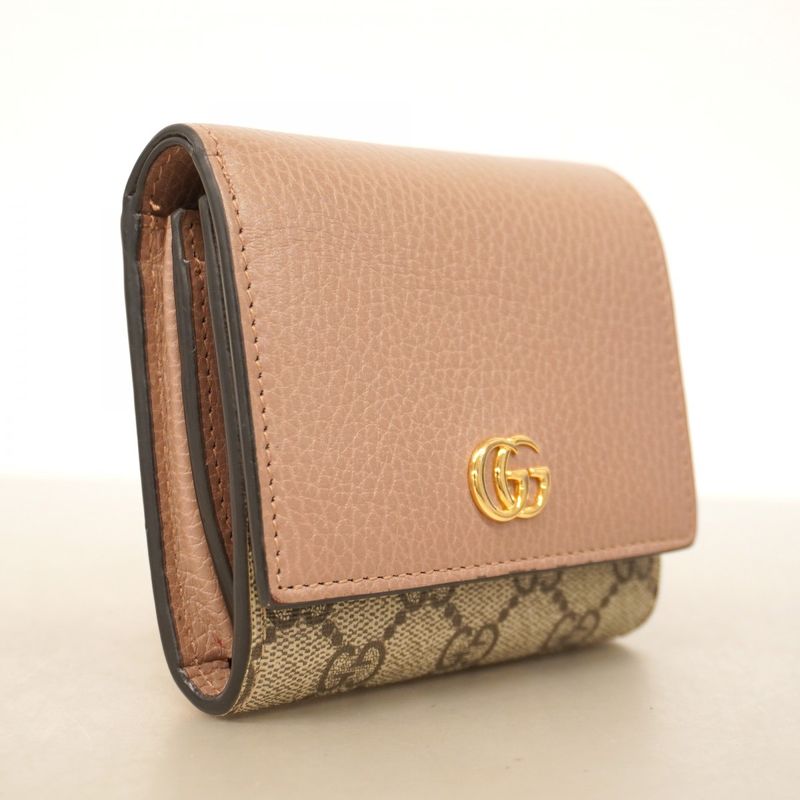 Gucci Wallet GG Marmont/gg Supreme 598587 PVC Leather Brown Chien Pan Gold