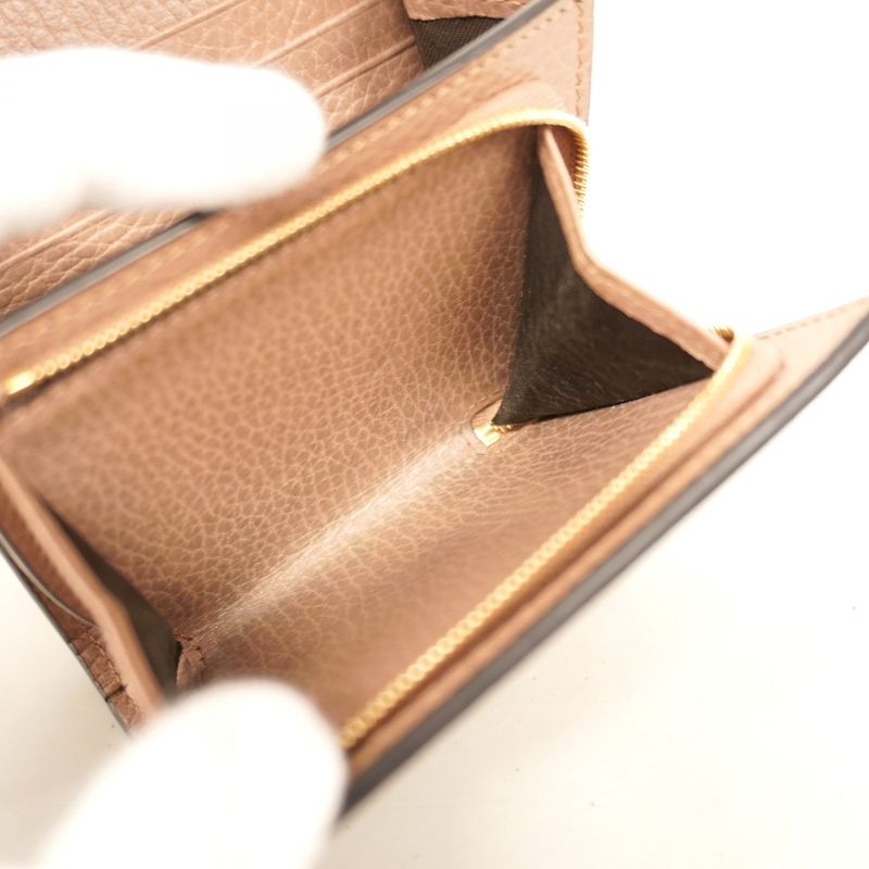 Gucci Wallet GG Marmont/gg Supreme 598587 PVC Leather Brown Chien Pan Gold
