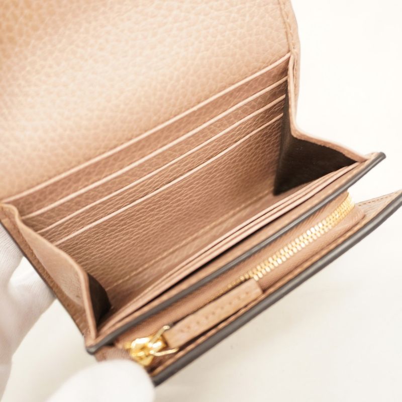 Gucci Wallet GG Marmont/gg Supreme 598587 PVC Leather Brown Chien Pan Gold