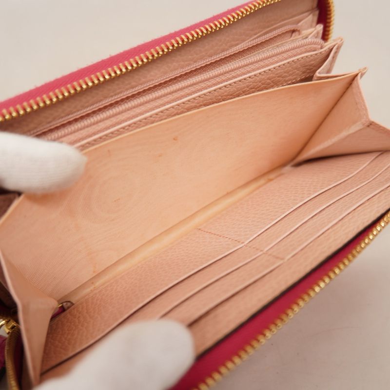 Gucci Long Wallet GG Marmont 456117 Leather Pink Gold Hardware Women