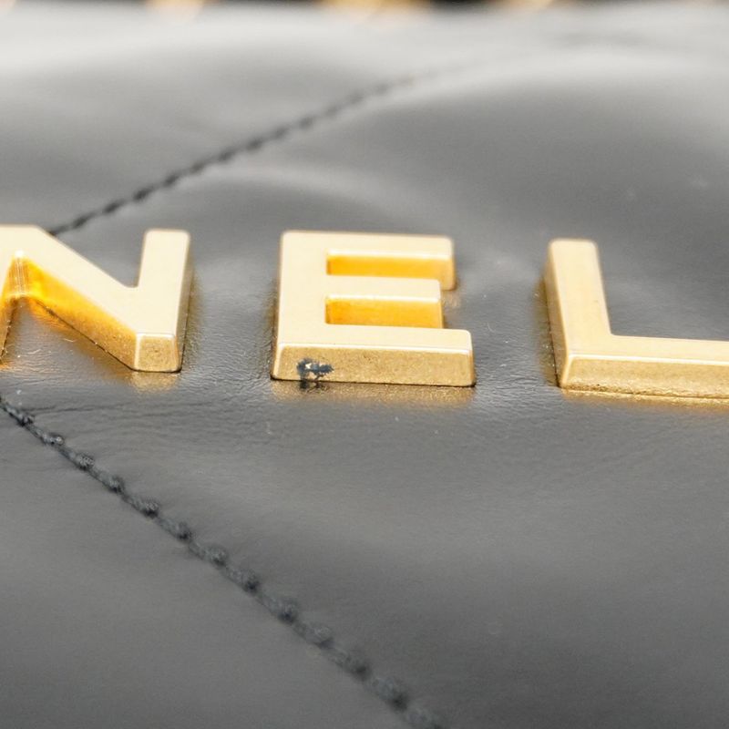 Chanel Shoulder Bag Chanel 22 Calfskin Black Gold Hardware Women