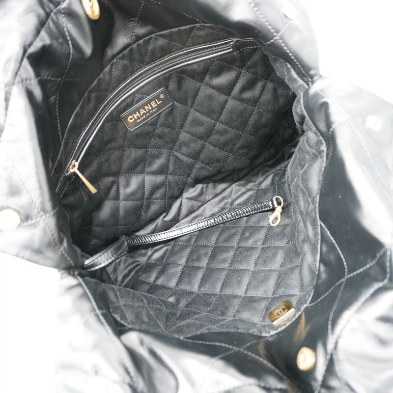 Chanel Shoulder Bag Chanel 22 Calfskin Black Gold Hardware Women