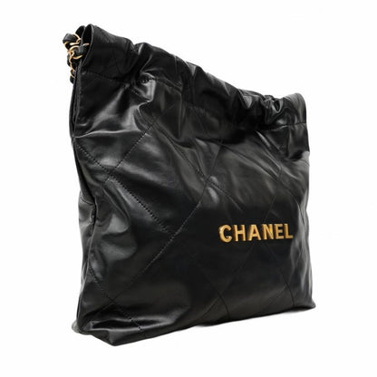 Chanel Shoulder Bag Chanel 22 Calfskin Black Gold Hardware Women