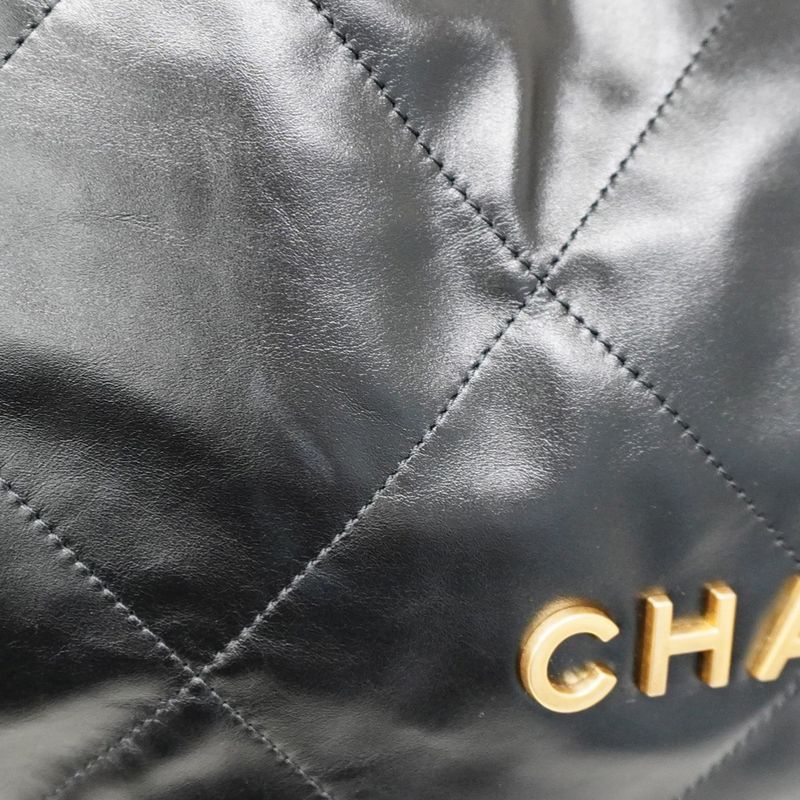 Chanel Shoulder Bag Chanel 22 Calfskin Black Gold Hardware Women
