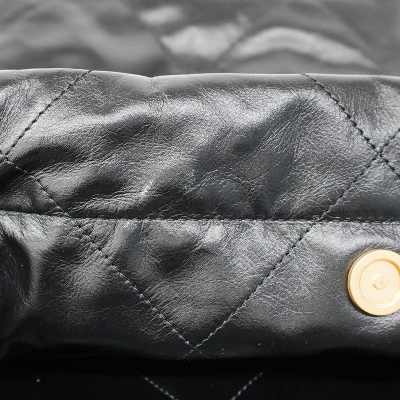 Chanel Shoulder Bag Chanel 22 Calfskin Black Gold Hardware Women