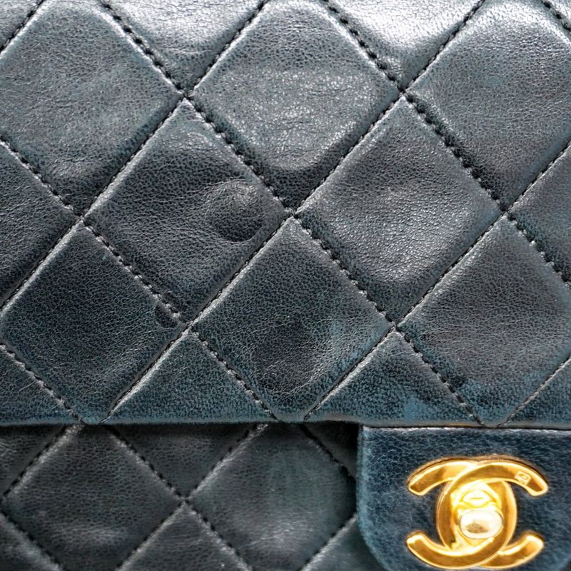 Chanel Shoulder Bag Mini Matelasse Lambskin Black Gold Hardware Women