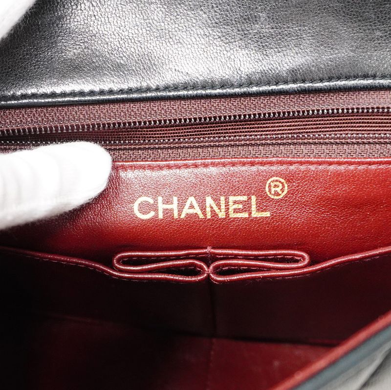 Chanel Shoulder Bag Mini Matelasse Lambskin Black Gold Hardware Women