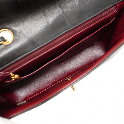 Chanel Shoulder Bag Matelasse Lambskin Black Gold Hardware Women