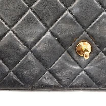 Chanel Shoulder Bag Matelasse Lambskin Black Gold Hardware Women