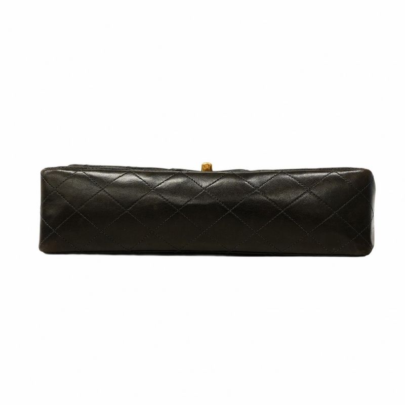 Chanel Shoulder Bag Matelasse Lambskin Black Gold Hardware Women