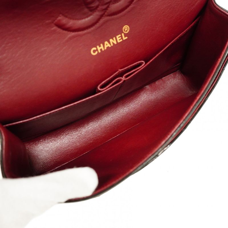 Chanel Shoulder Bag Matelasse Lambskin Black Gold Hardware Women