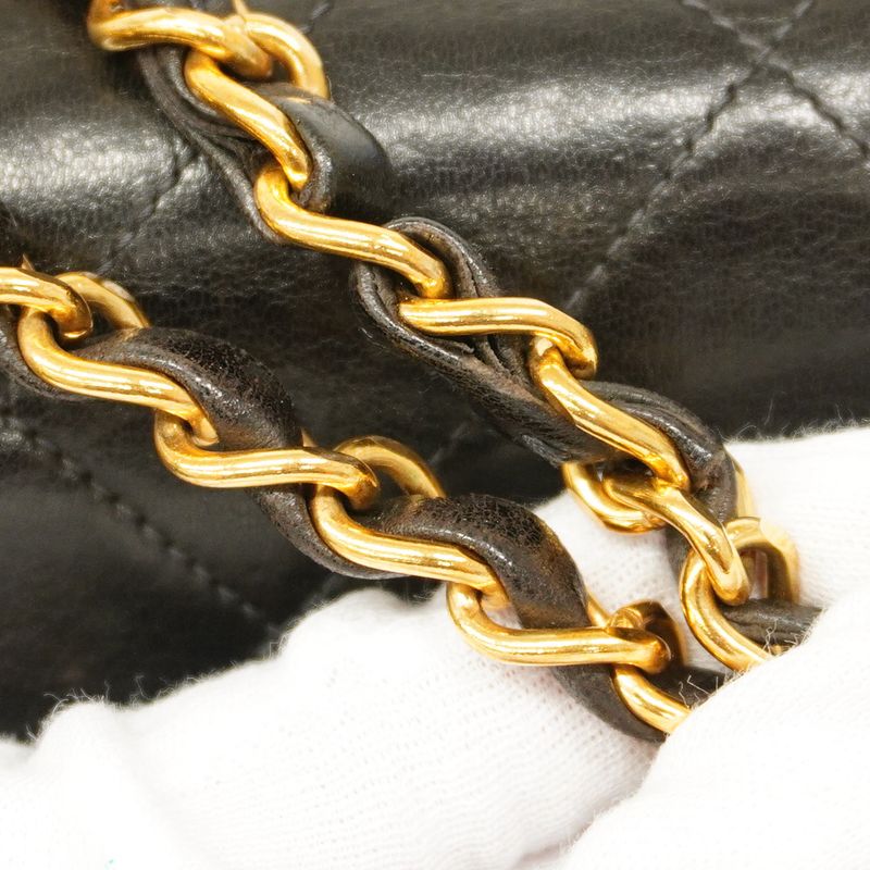 Chanel Shoulder Bag Matelasse Lambskin Black Gold Hardware Women