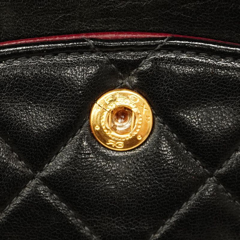 Chanel Shoulder Bag Matelasse Lambskin Black Gold Hardware Women