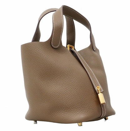 Hermes Handbag Picotin Lock PM Taurillon Cles Mance Etoupe Gold Hardware B