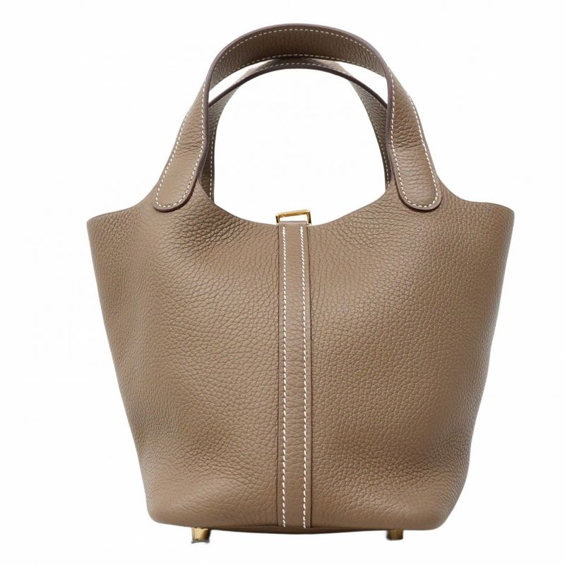 Hermes Handbag Picotin Lock PM Taurillon Cles Mance Etoupe Gold Hardware B