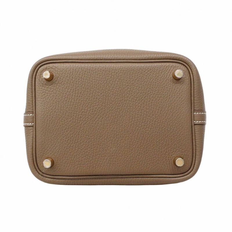 Hermes Handbag Picotin Lock PM Taurillon Cles Mance Etoupe Gold Hardware B