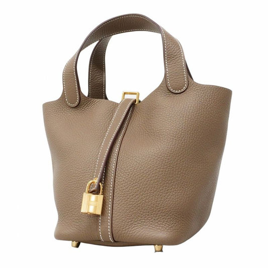 Hermes Handbag Picotin Lock PM Taurillon Cles Mance Etoupe Gold Hardware B