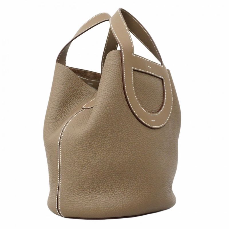 Hermes Handbag In The Loop 23 Taurillon Cles Mance Etoupe Silver Hardware W