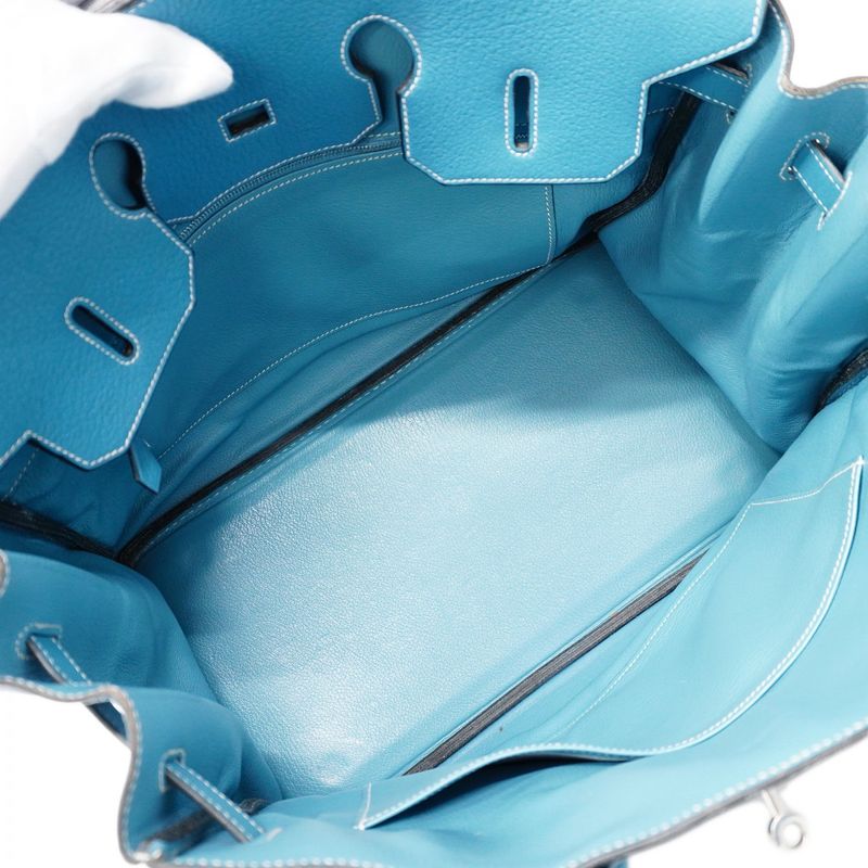 Hermes Handbag Birkin 35 Togo Blue Jean Silver Hardware □G Engraved Ladies