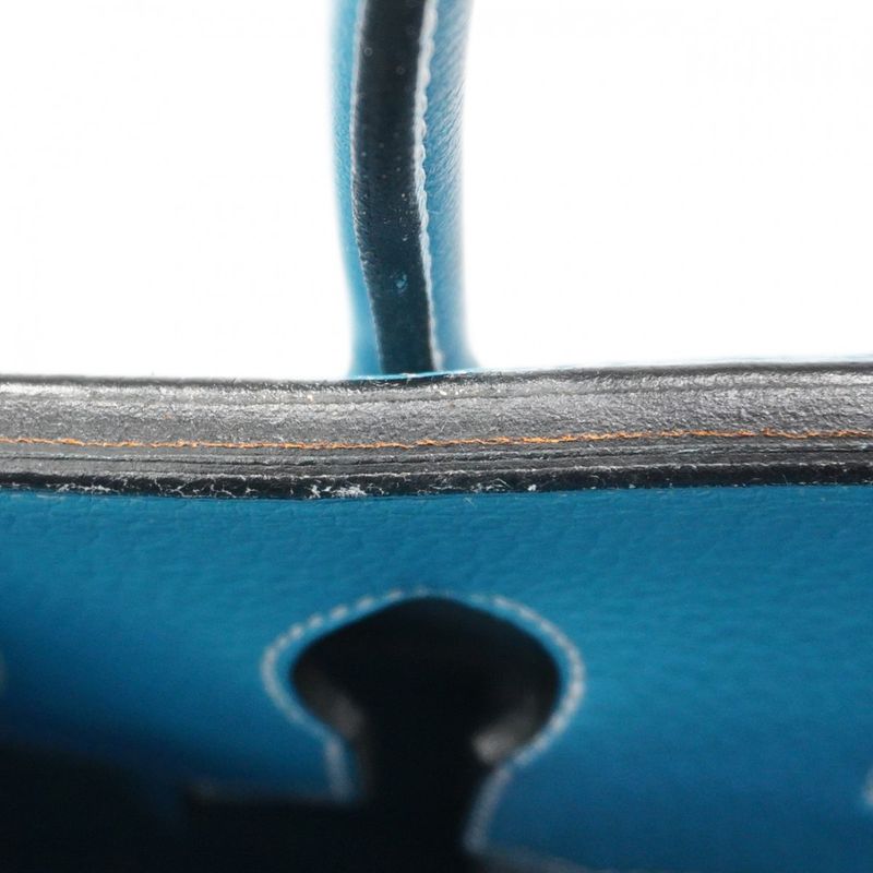 Hermes Handbag Birkin 35 Togo Blue Jean Silver Hardware □G Engraved Ladies