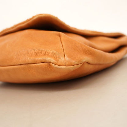 Chanel Shoulder Bag Leather Light Brown Silver Hardware Women