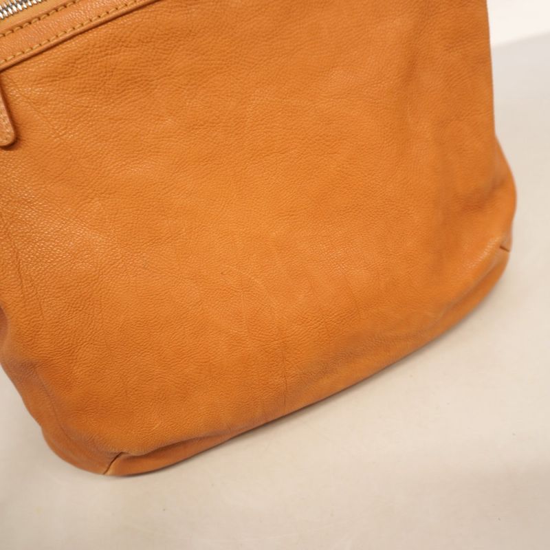 Chanel Shoulder Bag Leather Light Brown Silver Hardware Women