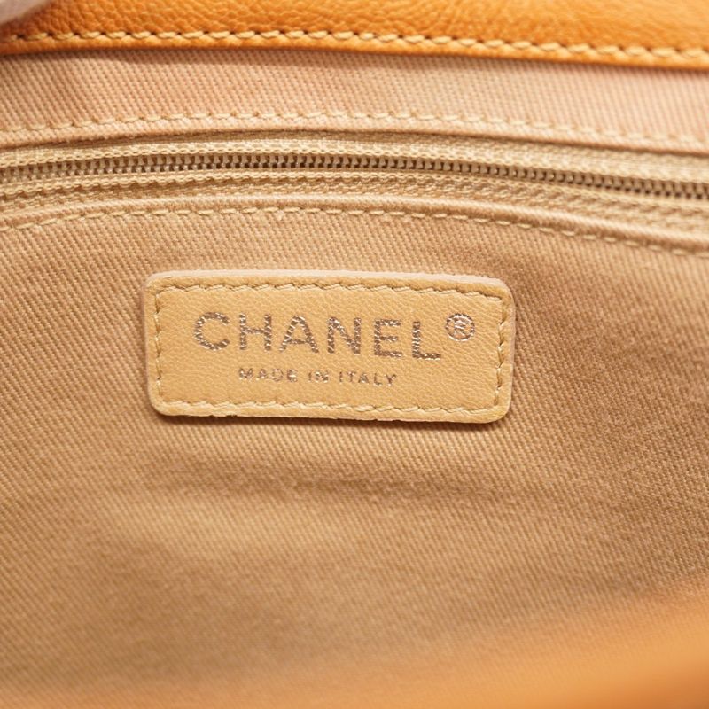 Chanel Shoulder Bag Leather Light Brown Silver Hardware Women