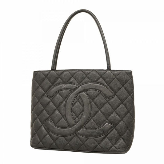 Chanel Tote Bag Revival Tote Caviar Skin Black Gold Hardware Women's