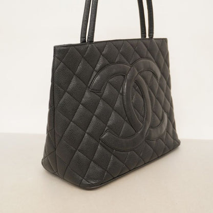 Chanel Tote Bag Revival Tote Caviar Skin Black Gold Hardware Women's