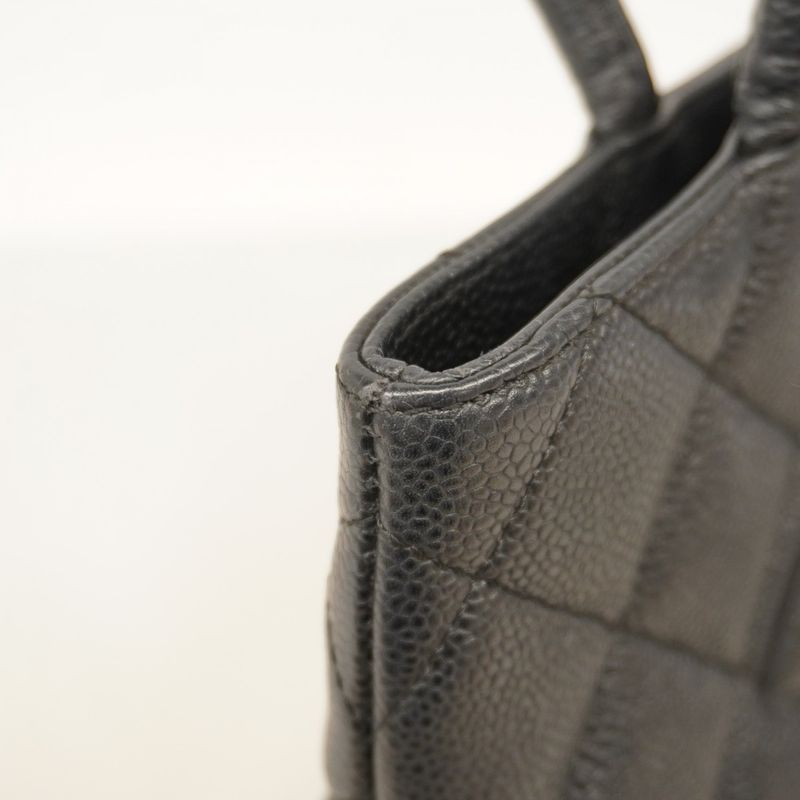 Chanel Tote Bag Revival Tote Caviar Skin Black Gold Hardware Women's