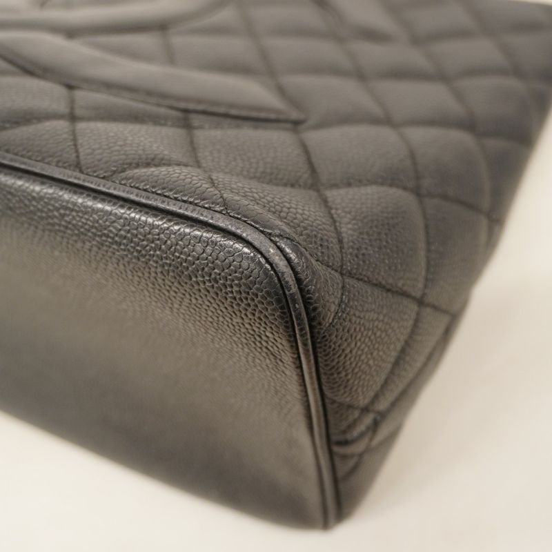 Chanel Tote Bag Revival Tote Caviar Skin Black Gold Hardware Women's