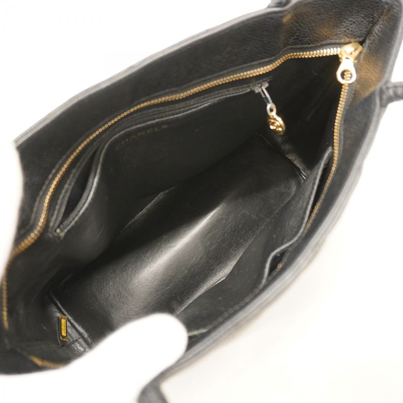 Chanel Tote Bag Revival Tote Caviar Skin Black Gold Hardware Women's