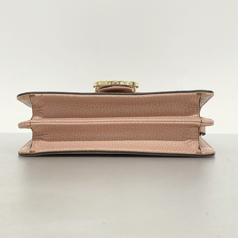 Gucci Shoulder Bag Interlocking G 510304 Leather Pink Gold Hardware Women