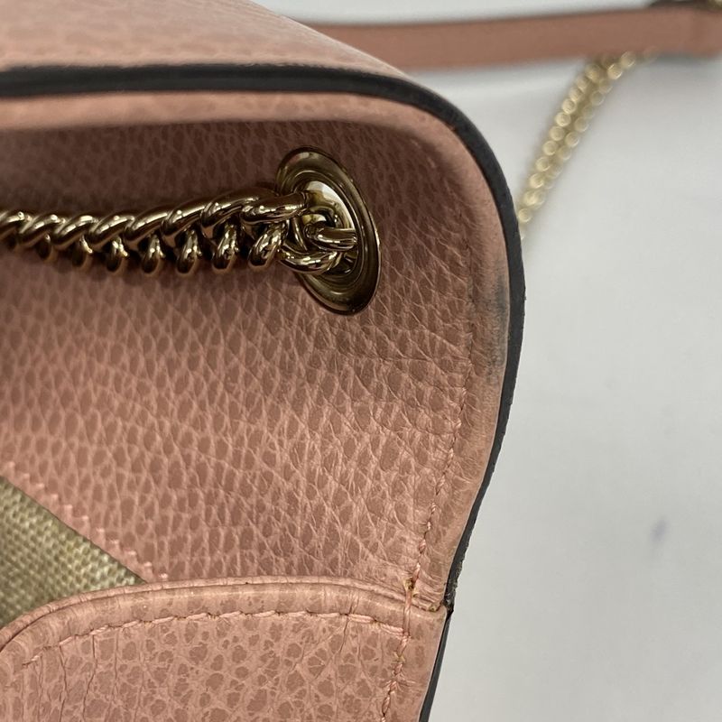 Gucci Shoulder Bag Interlocking G 510304 Leather Pink Gold Hardware Women